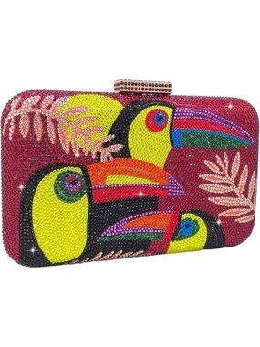 Mini Toucan Bird Crystal Clutch Purse for Women | Evening Rhinestone Handbag